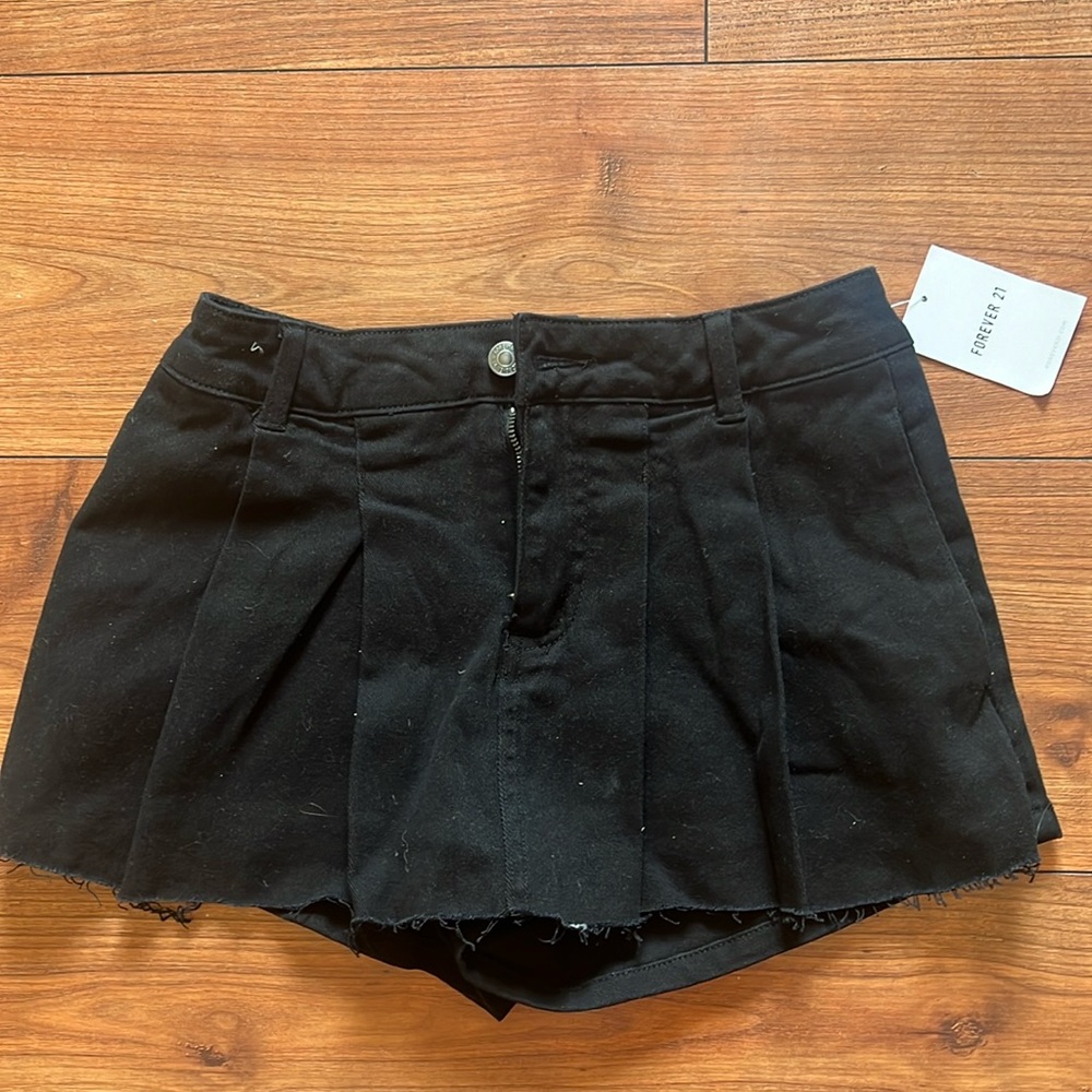 Black denim skort